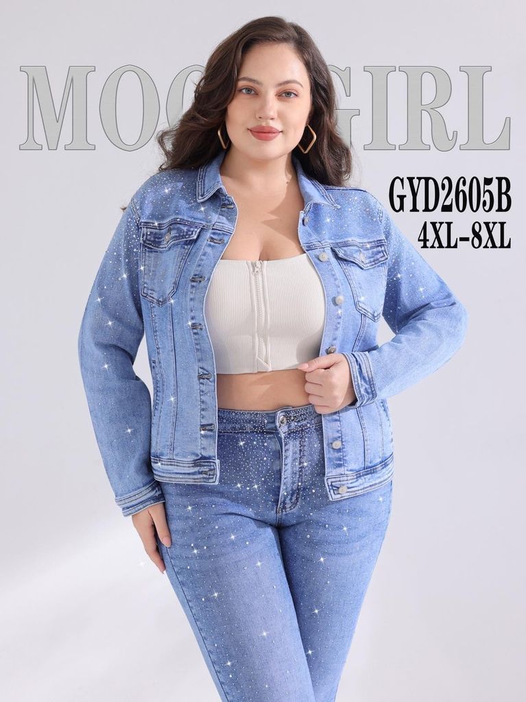 Dzinova bunda S KAMÍNKY 4XL-8XL 400KC 10KS