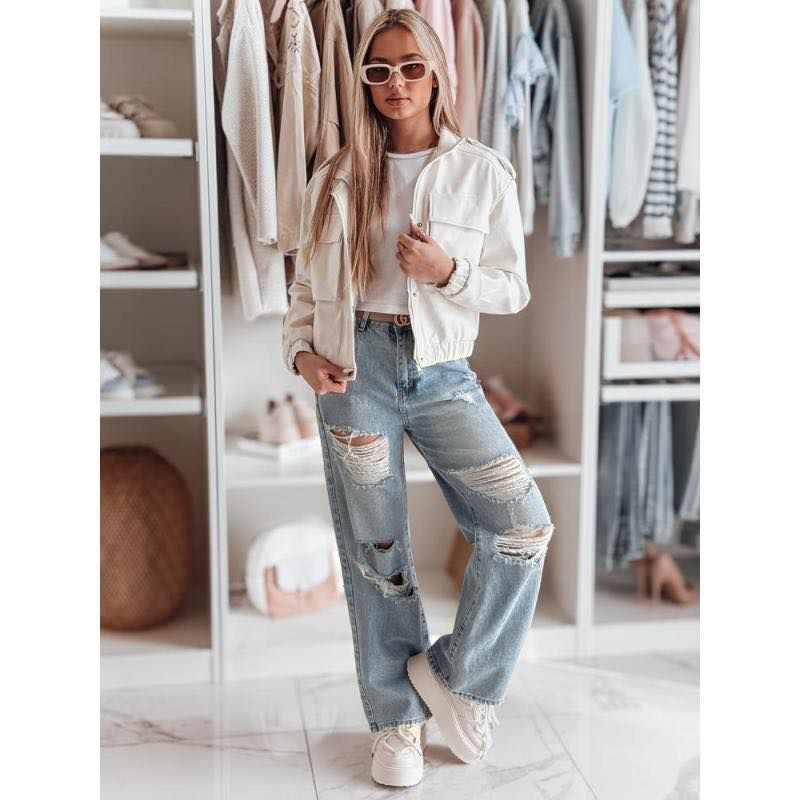 Široké dámské džíny s dírami 300kc 12ks