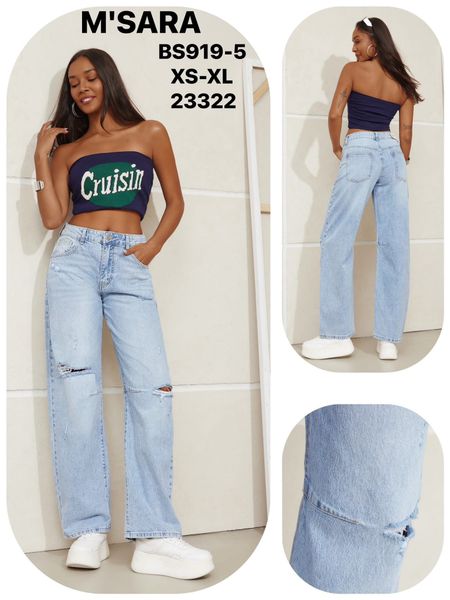  Široké dámské džíny s dírami 285kc 12ks 