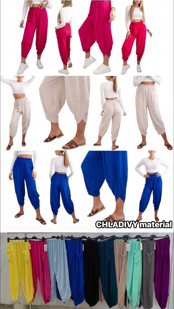 lehounké kalhoty CHLADIVE s gumou v pase 230kc PLUSSIZE