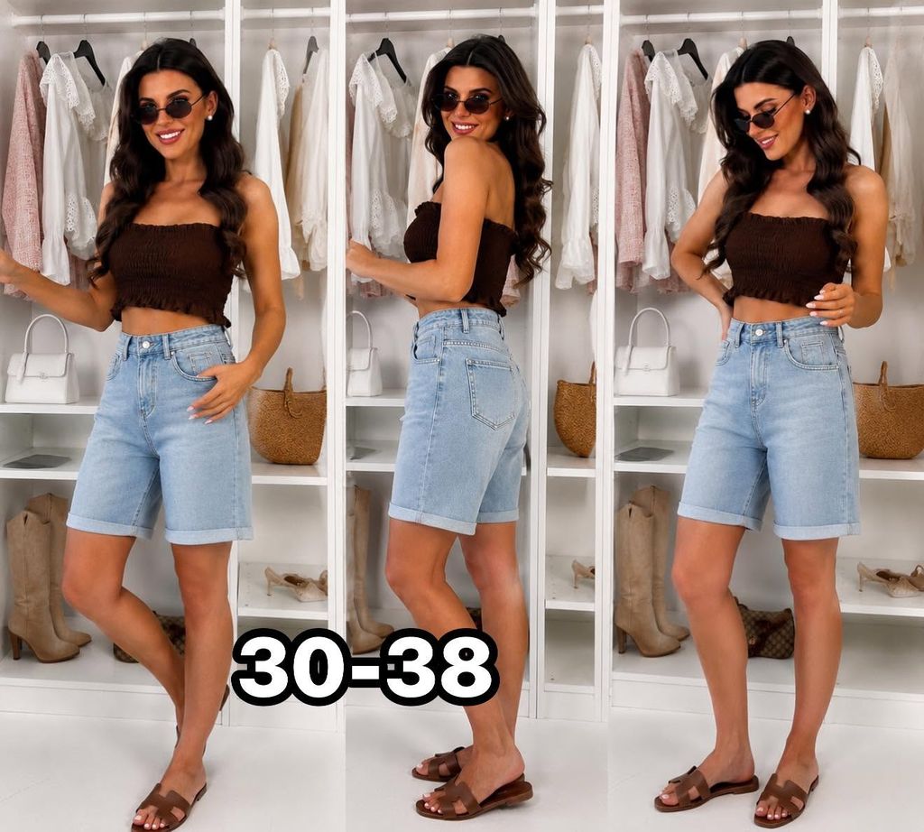 Džínové kratasy PLUSSIZE  30-38 (200kc 12ks)