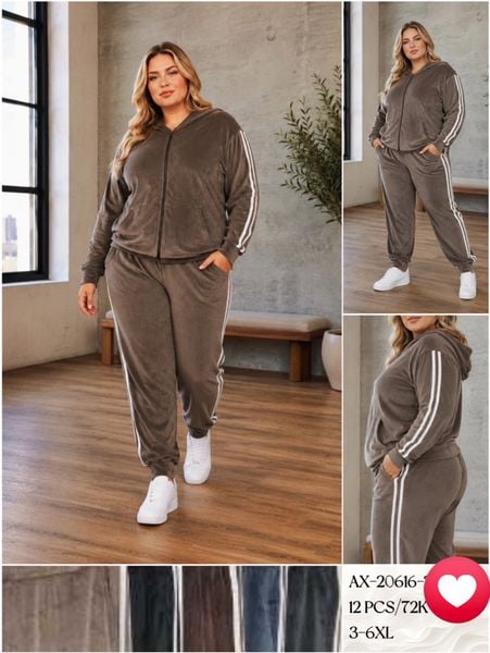  Semišové dámské teplákové soupravy PLUS SIZE 225kc 12ks 