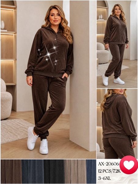  Semišové dámské teplákové soupravy PLUS SIZE 235kc 12ks 
