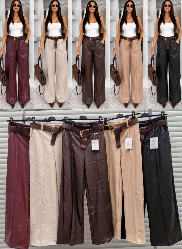 koženkové široké kalhoty LEATHER 300kc