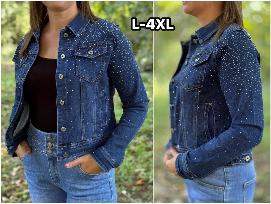 Dzinova bunda s kaminky PLUSSIZE L-4XL 440kc 5ks