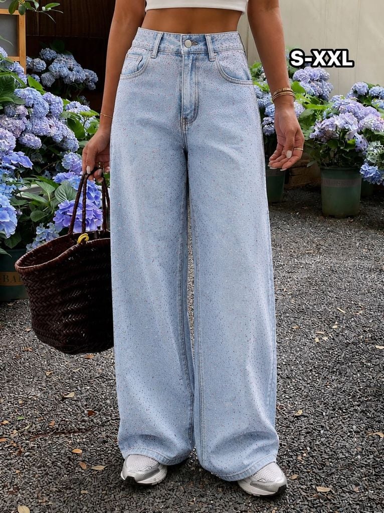 Široké jeans s kamínky 320kc 10ks