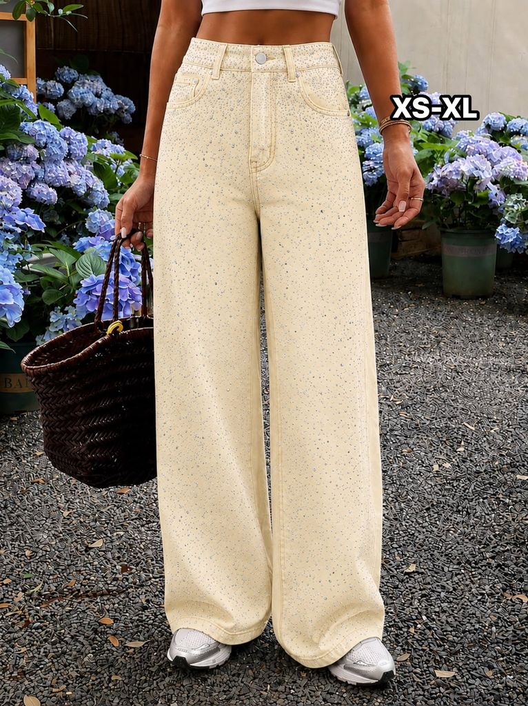 Široké jeans s kamínky 340kc 10ks