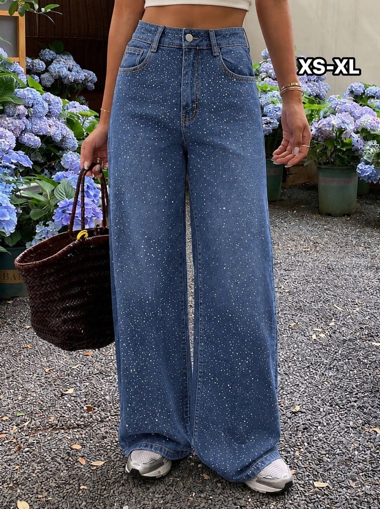 Široké jeans s kamínky 320kc 10ks