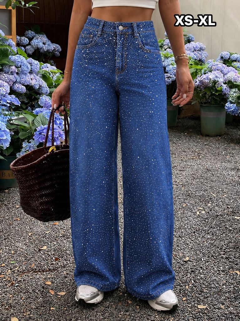 Široké jeans s kamínky 320kc 10ks