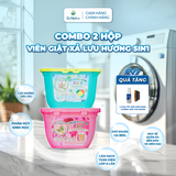 Combo 2 Hộp Viên Giặt Xả Lưu Hương Dr.Natro - Tặng Kèm 1 Chai Tẩy Đa Năng 50ml + 1 Miếng Xốp Chà Nhám