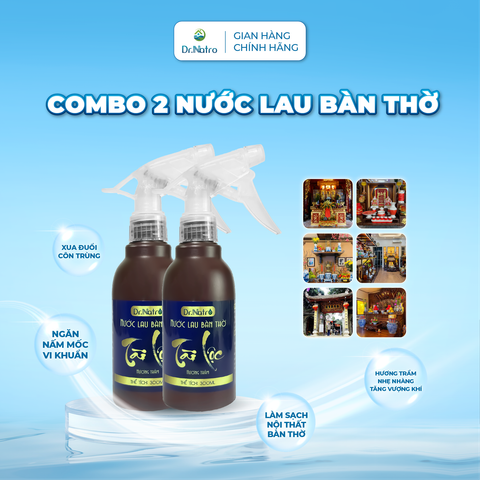 COMBO 2 Nước Lau Bàn Thờ DR.NATRO Hương Trầm Tự Nhiên 300ml