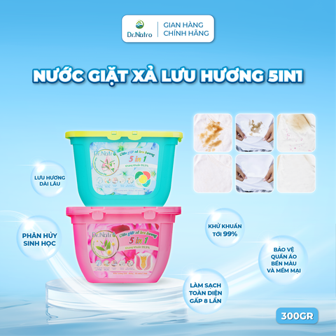 VIÊN GIẶT XẢ LƯU HƯƠNG Thông Minh 5 IN 1 DR.NATRO 360g (30 viên/15g/hộp)