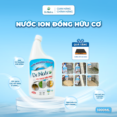 Nước Ion Đồng Hữu Cơ DR.NATRO 1000ml + Tặng 1 miếng chà
