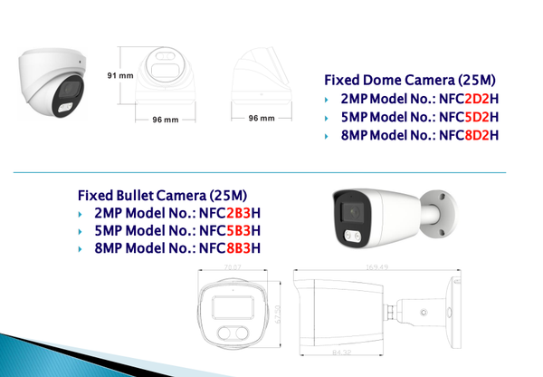 NFC8D2W Camera IP Dome kim loại Full Color 8MP