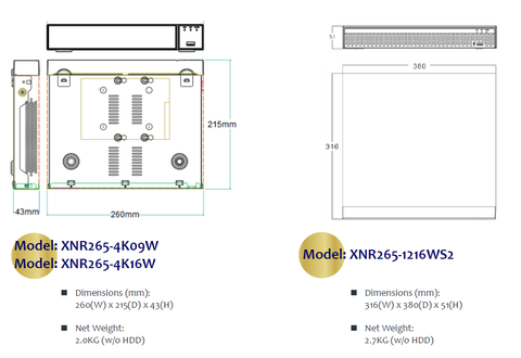 XNR265-4K09W Đầu ghi hình NVR 8MP 9CH