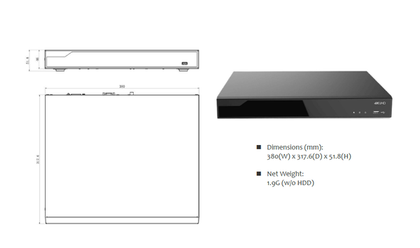 XNR265AI-4K16S2 Đầu ghi hình AI NVR 8MP 16 kênh tích hợp ANPR