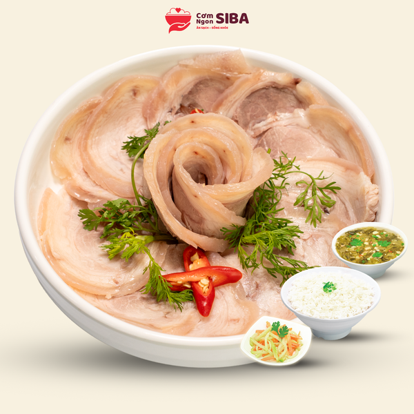 Cơm thịt bắp giò luộc