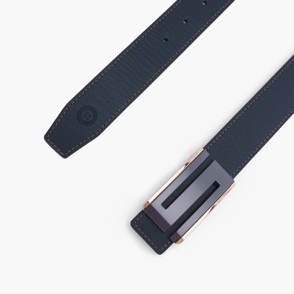 Thắt lưng nam da khoá cài mặt đường nét kiến trúc bản 33mm, 34mm - NDC-079