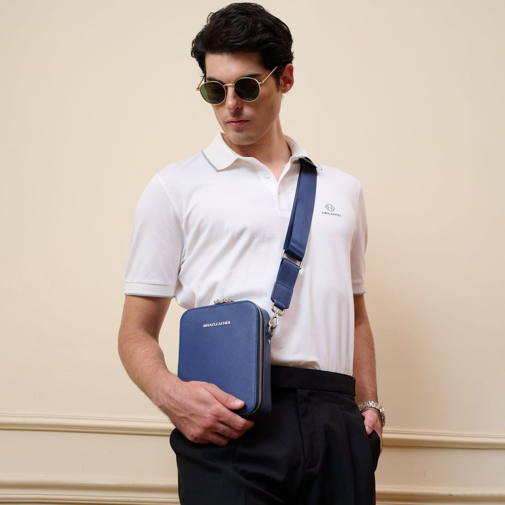 Tui da đeo chéo NHATLEATHER - Túi chéo form chữ nhật dáng đứng - NCX-062