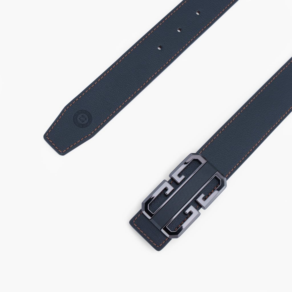Thắt lưng nam da khoá cài mặt đường nét kiến trúc bản 33mm, 34mm - NDC-079