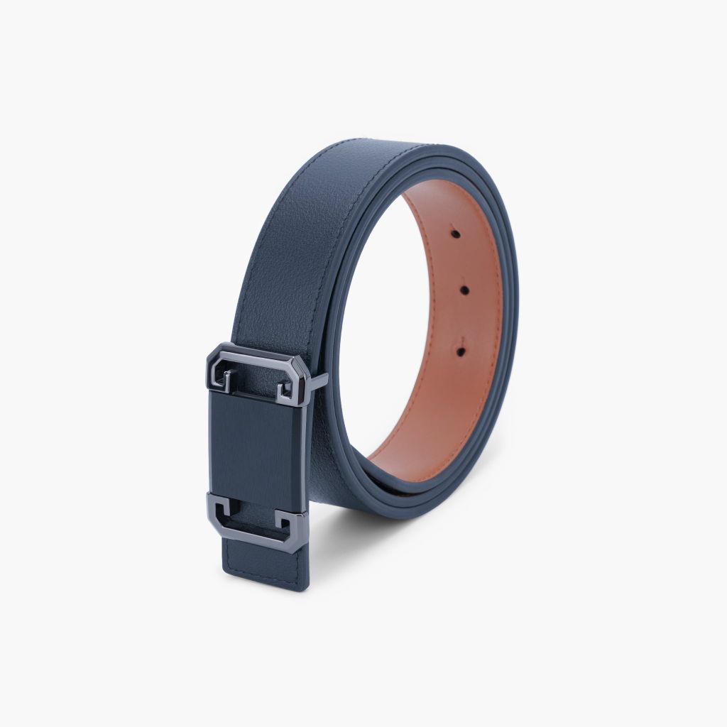 Thắt lưng nam da khoá cài mặt đường nét kiến trúc bản 33mm, 34mm - NDC-079