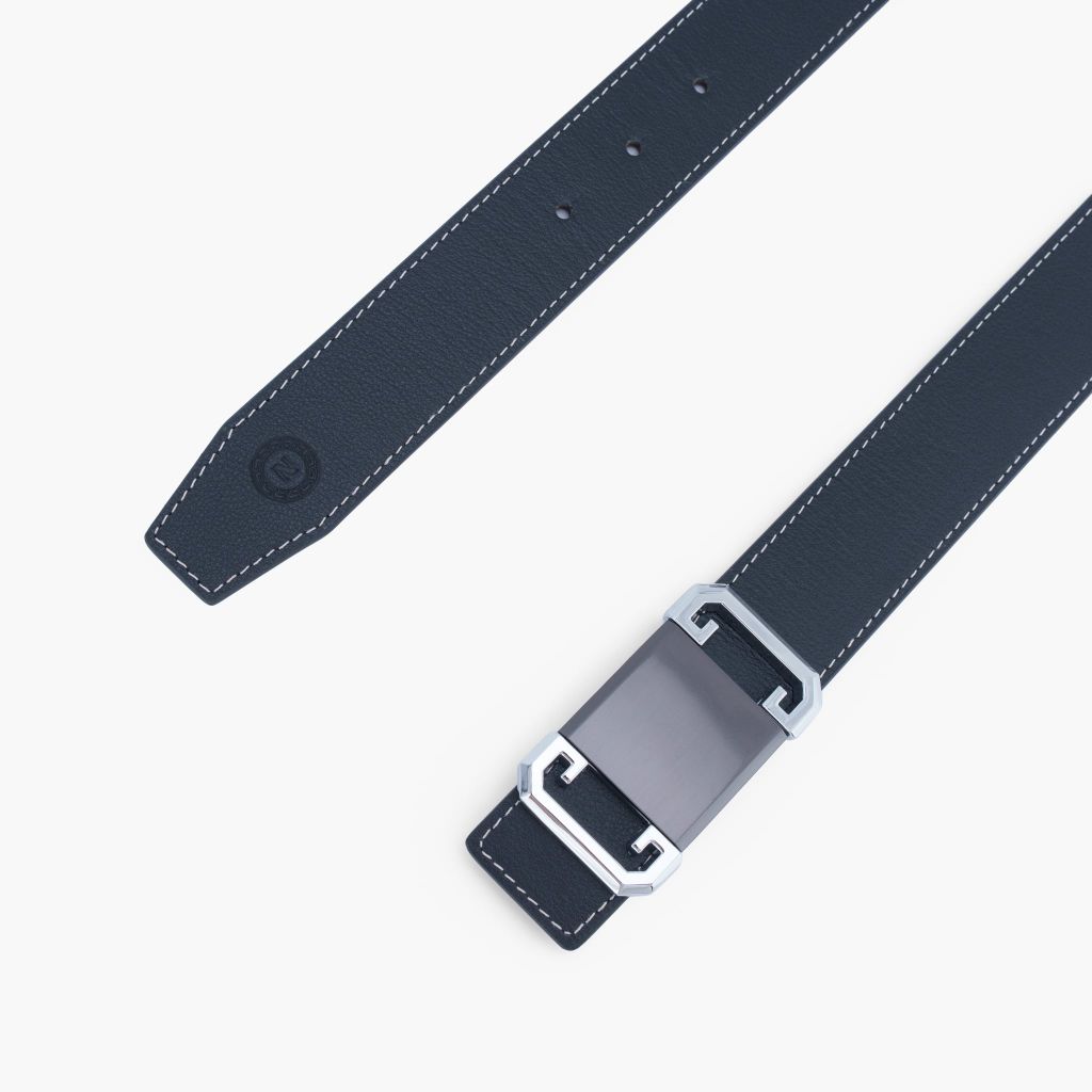 Thắt lưng nam da khoá cài mặt đường nét kiến trúc bản 33mm, 34mm - NDC-079