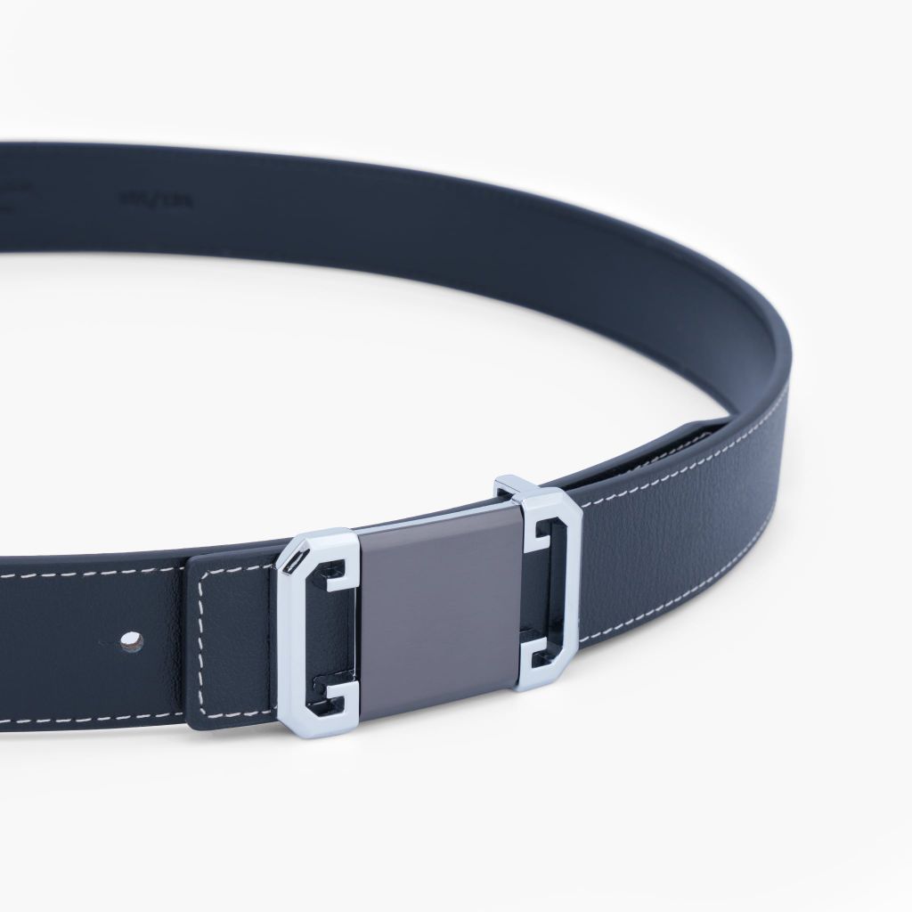Thắt lưng nam da khoá cài mặt đường nét kiến trúc bản 33mm, 34mm - NDC-079