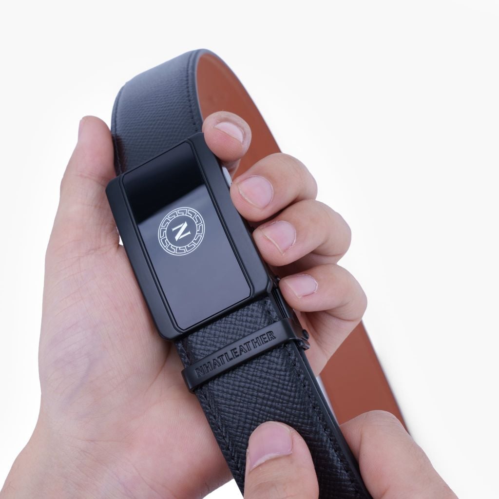 Thắt lưng da nam khoá tự NHATLEATHER - Dây lưng mặt trượt cao cấp - NDT-075