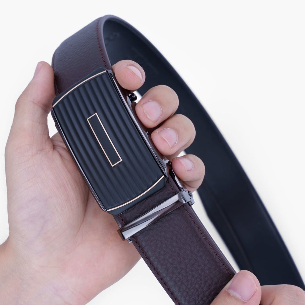 Thắt lưng da khoá tự động NHATLEATHER - Thắt lưng da bò mặt trượt - NDT-085