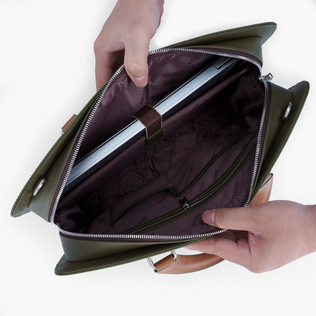 Cặp da tài liệu doanh nhân  NHATLEATHER - Cặp da công sở - Cặp khoá số bảo mật form cứng - NCC-026