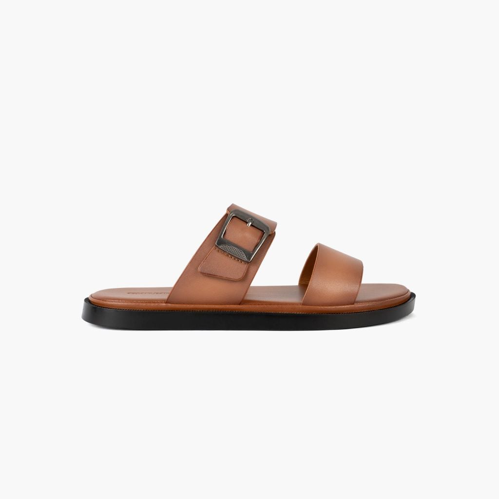 Dép da quai ngang NHATLEATHER - Dép nam tối giản khóa kim loại NHATLEATHER - NS2Q-DKK