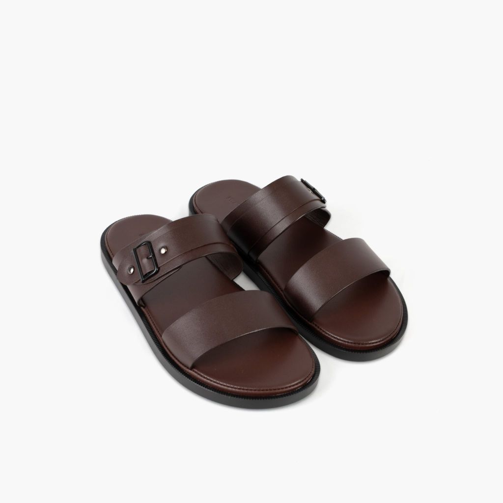 Dép sandal da NHATLEATHER - Dép da 2 quai ngang - NS2Q-KKN