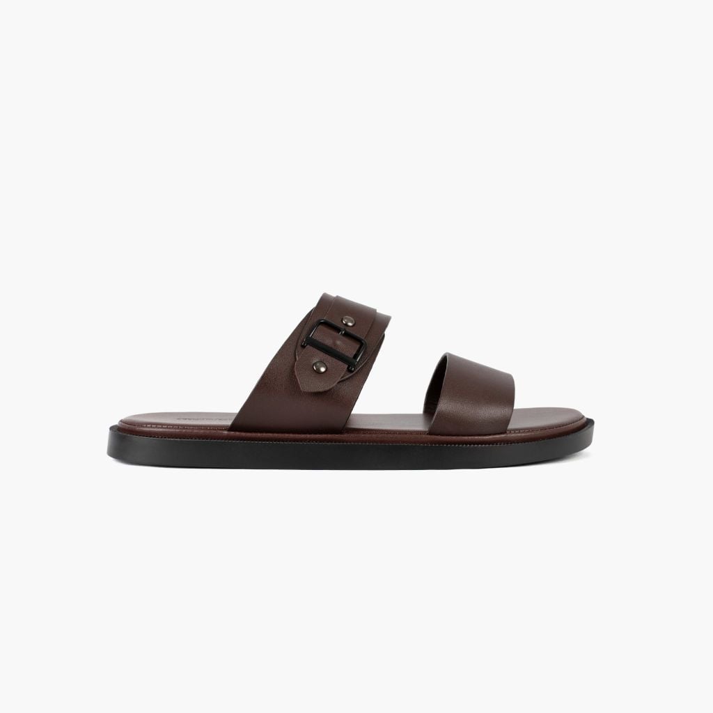 Dép sandal da NHATLEATHER - Dép da 2 quai ngang - NS2Q-KKN