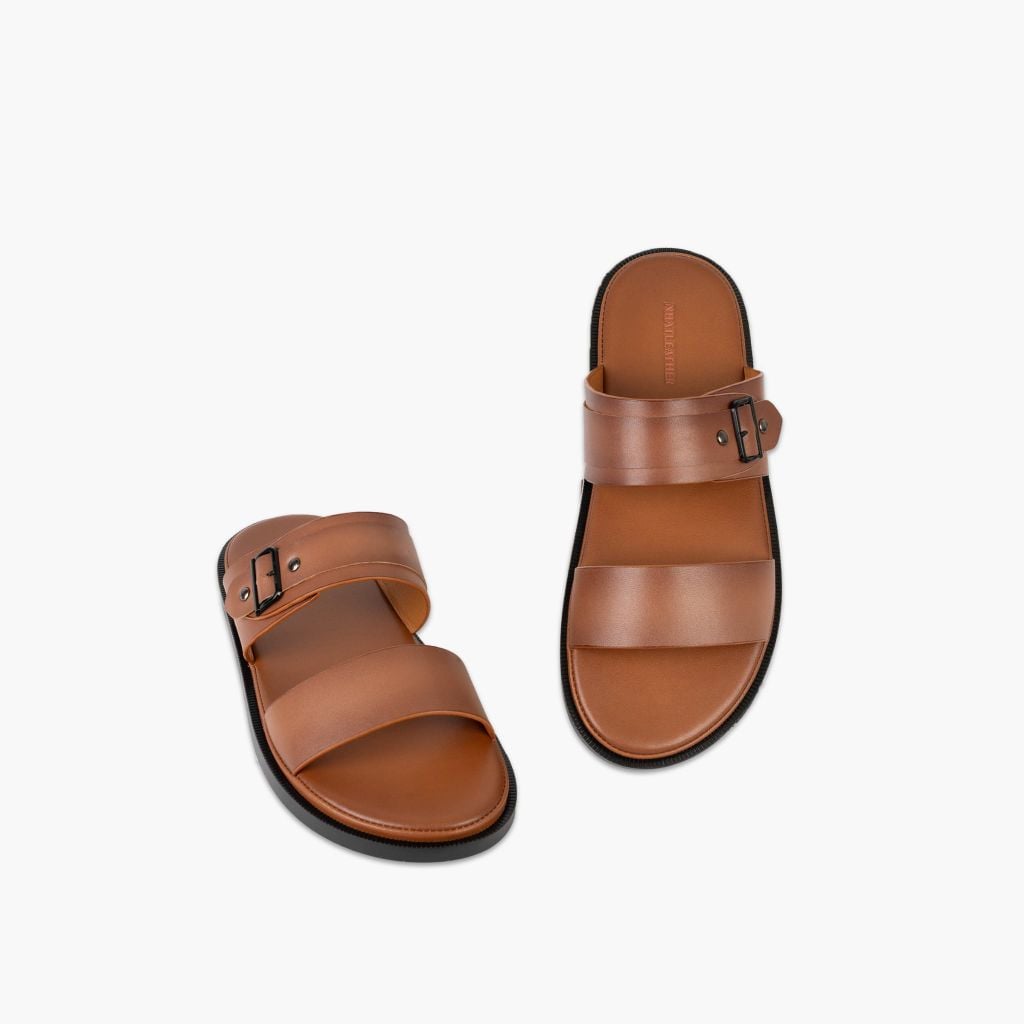 Dép sandal da NHATLEATHER - Dép da 2 quai ngang - NS2Q-KKN