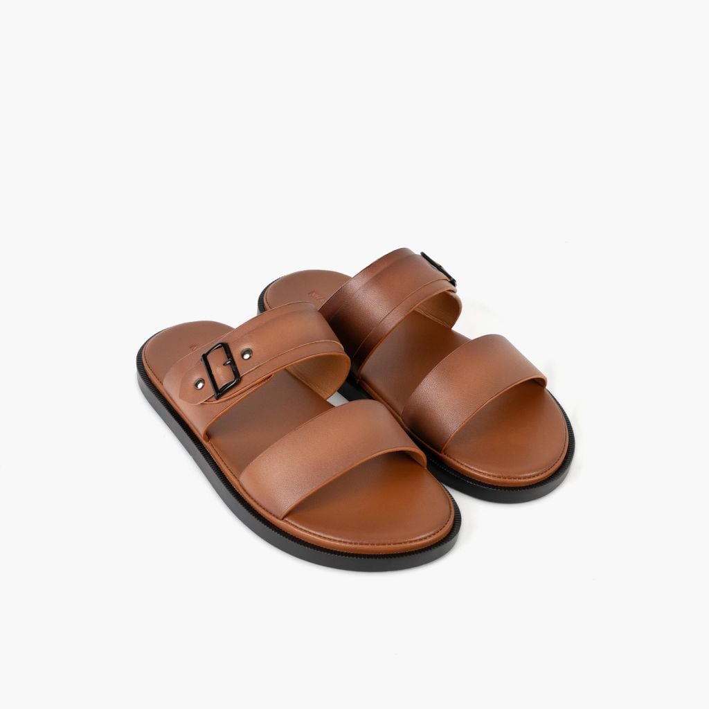 Dép sandal da NHATLEATHER - Dép da 2 quai ngang - NS2Q-KKN