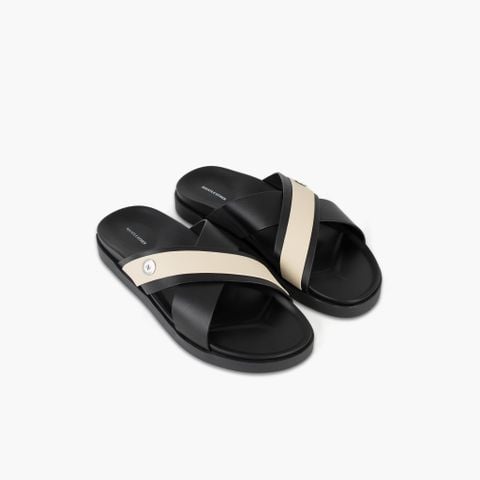 Dép da 2 quai chéo NHATLEATHER - Dép bản ngang - NSQC-MD1
