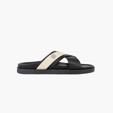 Dép da 2 quai chéo NHATLEATHER - Dép bản ngang - NSQC-MD1