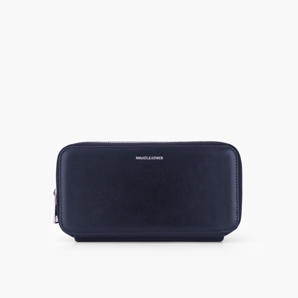 Túi da cầm tay 2 ngăn NHATLEATHER - Bóp cầm tay dáng dài - Clutch cầm tay da Rugato cao cấp - NVB-073