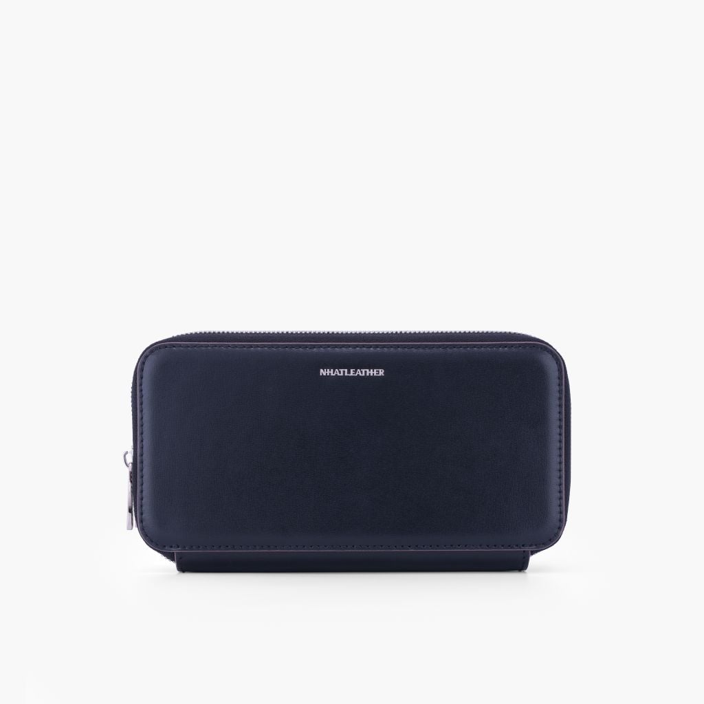 Túi da cầm tay 2 ngăn NHATLEATHER - Bóp cầm tay dáng dài - Clutch cầm tay da Rugato cao cấp - NVB-073