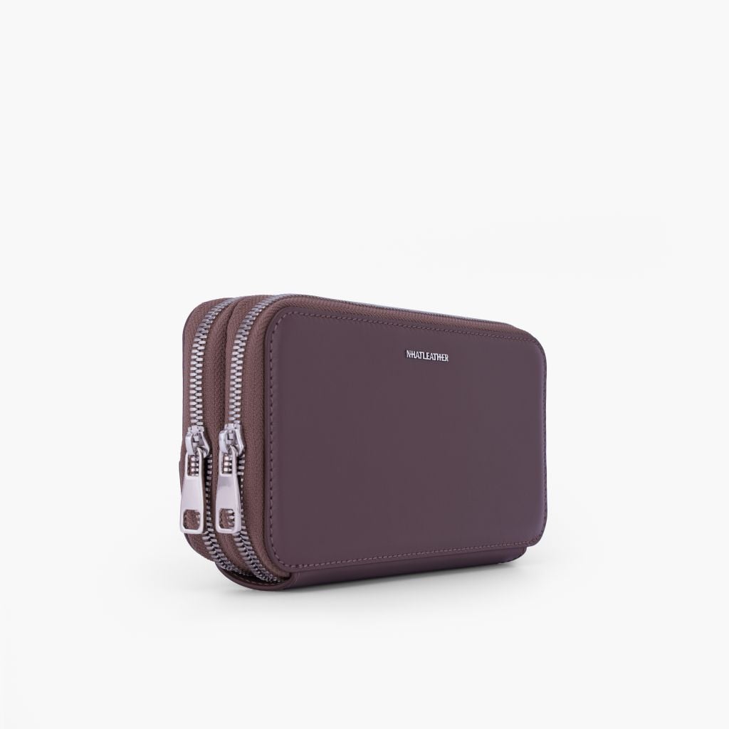 Túi da cầm tay 2 ngăn NHATLEATHER - Bóp cầm tay dáng dài - Clutch cầm tay da Rugato cao cấp - NVB-073