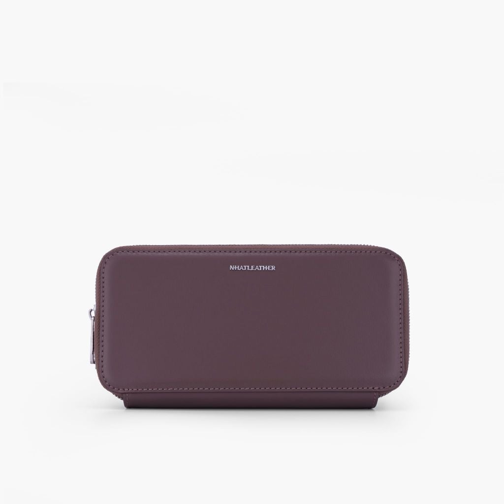 Túi da cầm tay 2 ngăn NHATLEATHER - Bóp cầm tay dáng dài - Clutch cầm tay da Rugato cao cấp - NVB-073