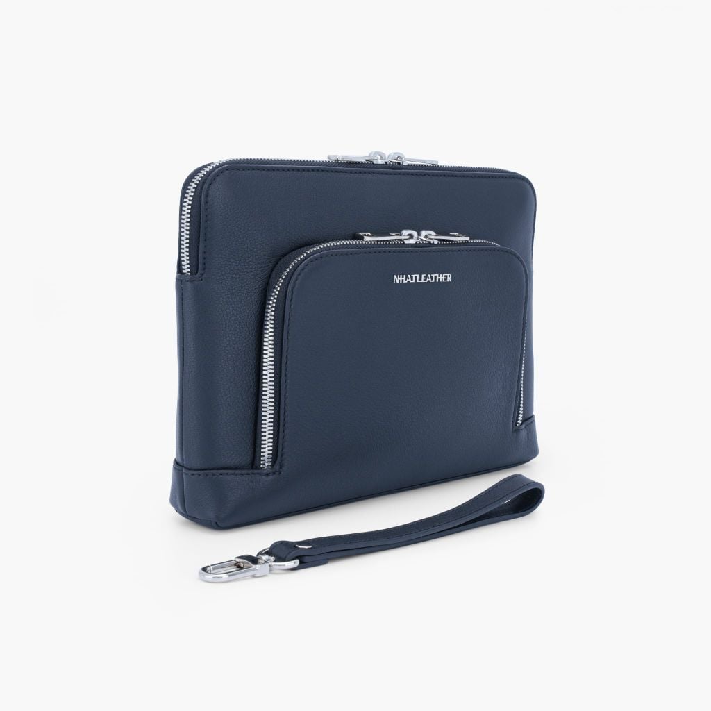 Túi da cầm tay NhATLEATHER - Clutch cầm tay - Bóp da nam nữ khoá kéo - NVB-076