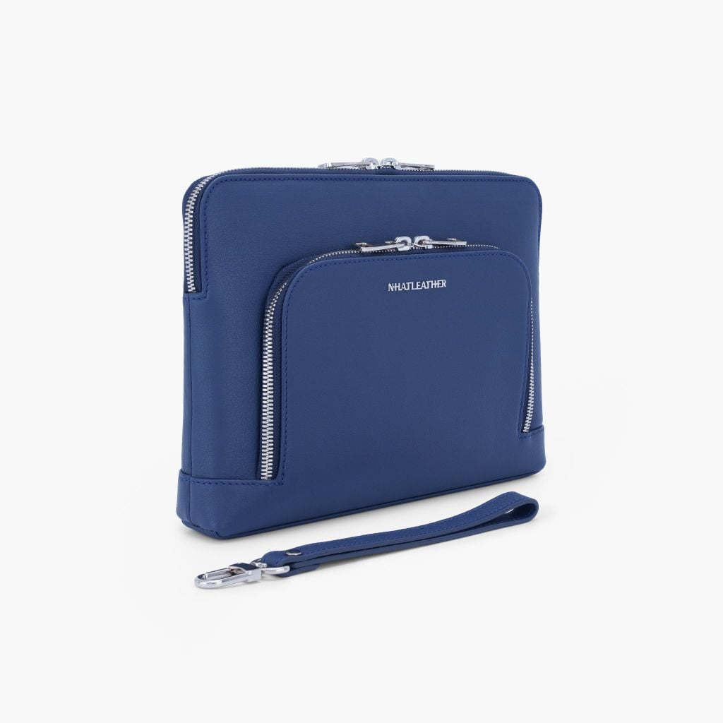 Túi da cầm tay NhATLEATHER - Clutch cầm tay - Bóp da nam nữ khoá kéo - NVB-076