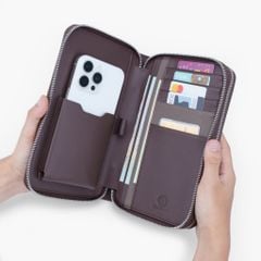Bóp cầm tay đa năng NHATLEATHER - Ví cầm tay da bò thật - Clutch da cầm tay - NVB-091