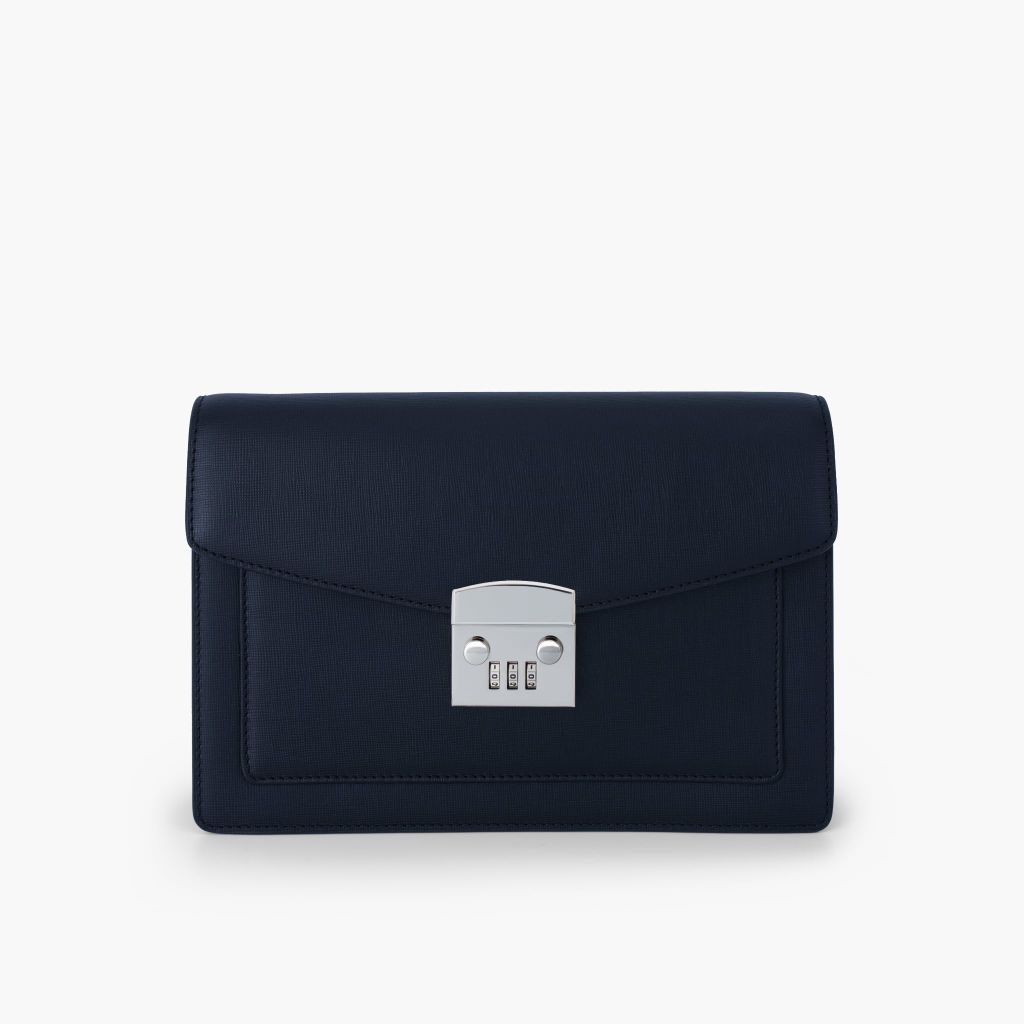 Túi cầm tay nam khóa số bảo mật dáng phong thư phong cách doanh nhân, clutch cầm tay da bò Saffiano, Taiga - NVB-101