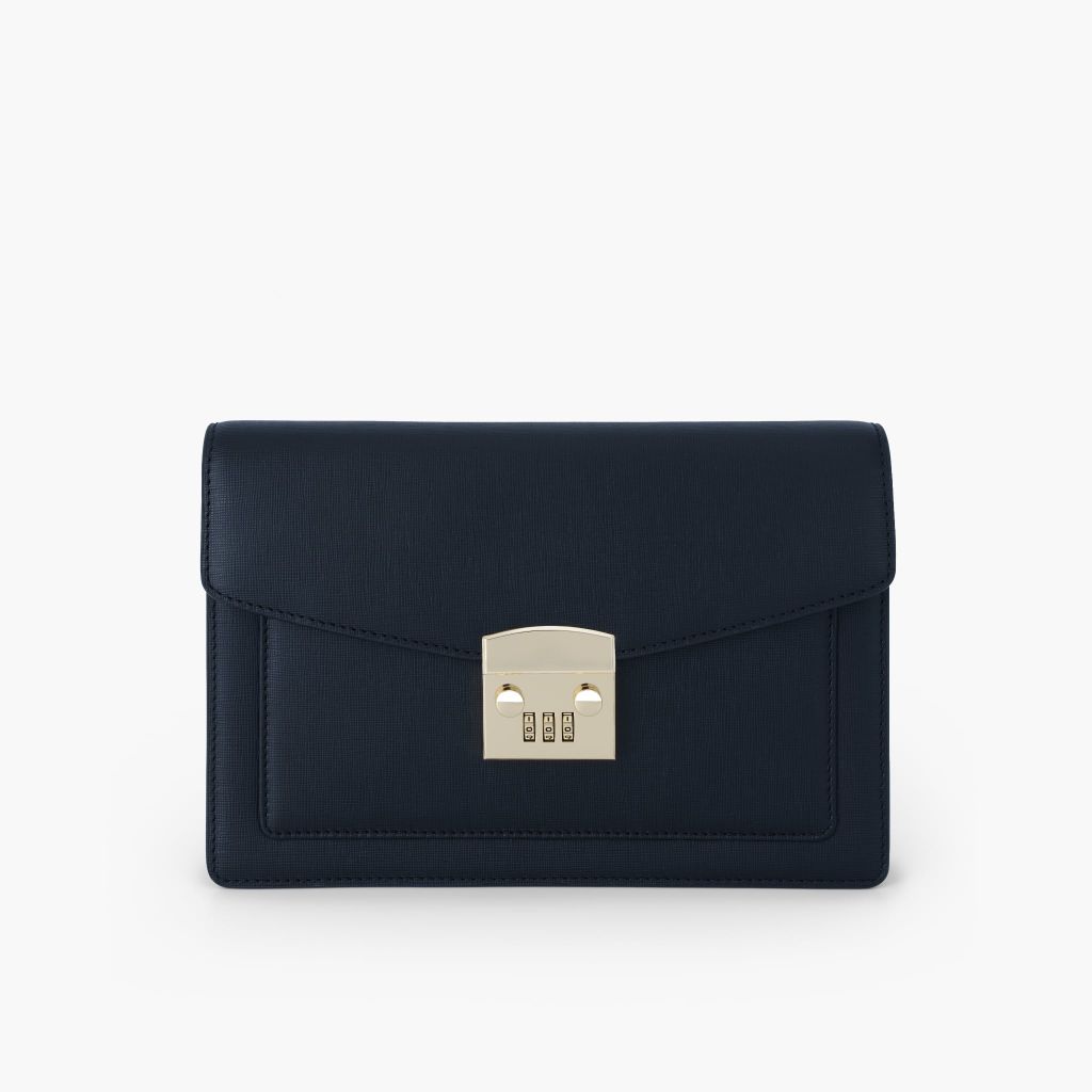 Túi cầm tay nam khóa số bảo mật dáng phong thư phong cách doanh nhân, clutch cầm tay da bò Saffiano, Taiga - NVB-101