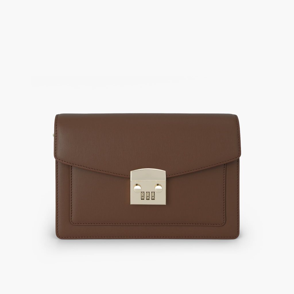 Túi cầm tay nam khóa số bảo mật dáng phong thư phong cách doanh nhân, clutch cầm tay da bò Saffiano, Taiga - NVB-101