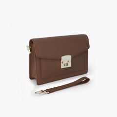 Túi cầm tay nam khóa số bảo mật dáng phong thư phong cách doanh nhân, clutch cầm tay da bò Saffiano, Taiga - NVB-101