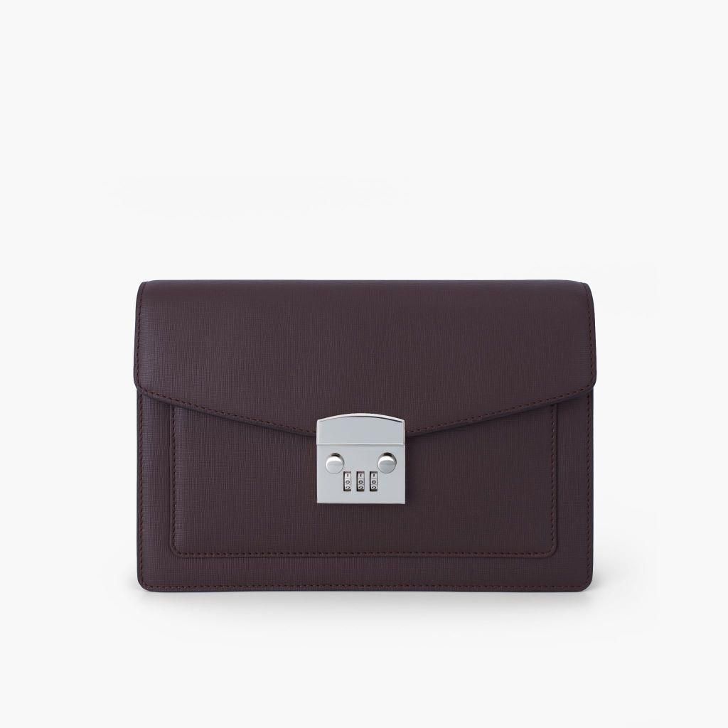 Túi cầm tay nam khóa số bảo mật dáng phong thư phong cách doanh nhân, clutch cầm tay da bò Saffiano, Taiga - NVB-101