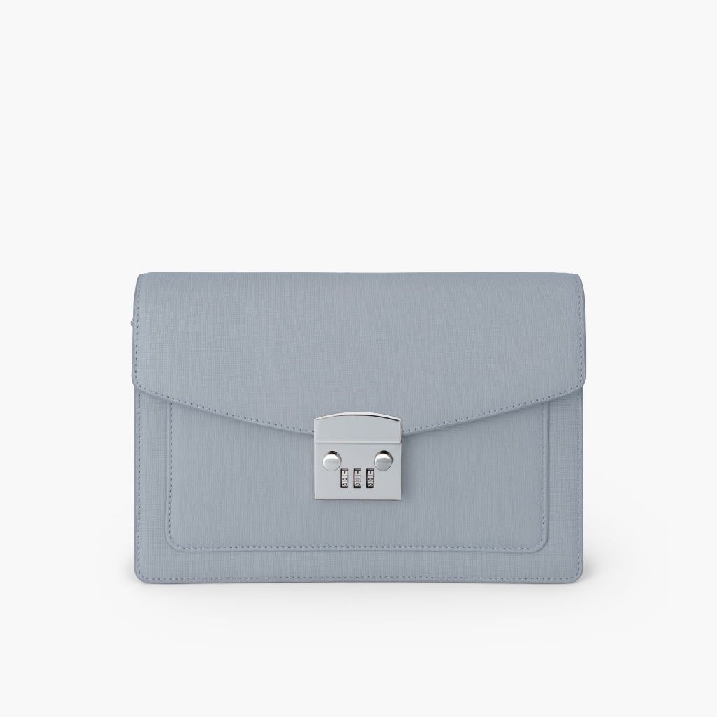 Túi cầm tay nam khóa số bảo mật dáng phong thư phong cách doanh nhân, clutch cầm tay da bò Saffiano, Taiga - NVB-101
